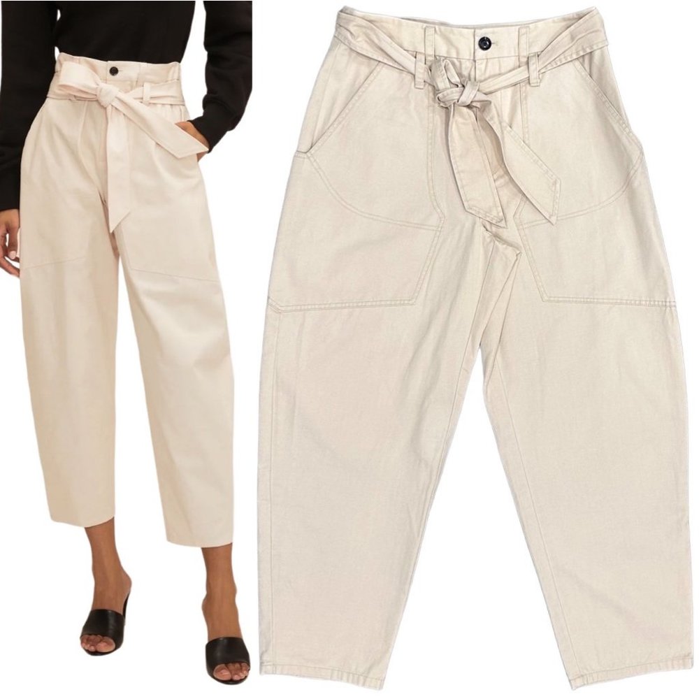 Marissa Webb Adler Canvas High-Rise Balloon Barrel Leg Ankle Pant in Chiffon